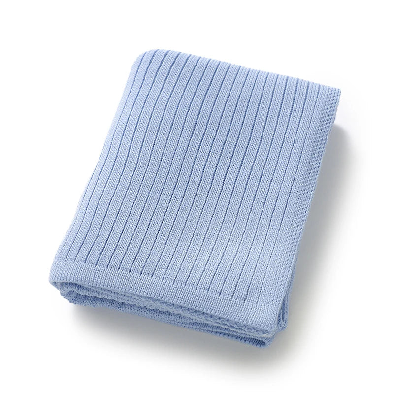 Cozy Ribbed Baby Knitted Blanket – 90x70cm | Breathable, Multi-Purpose Swaddle & Quilt for Babies