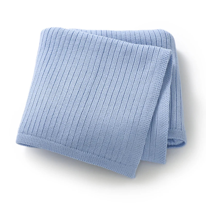 Cozy Ribbed Baby Knitted Blanket – 90x70cm | Breathable, Multi-Purpose Swaddle & Quilt for Babies