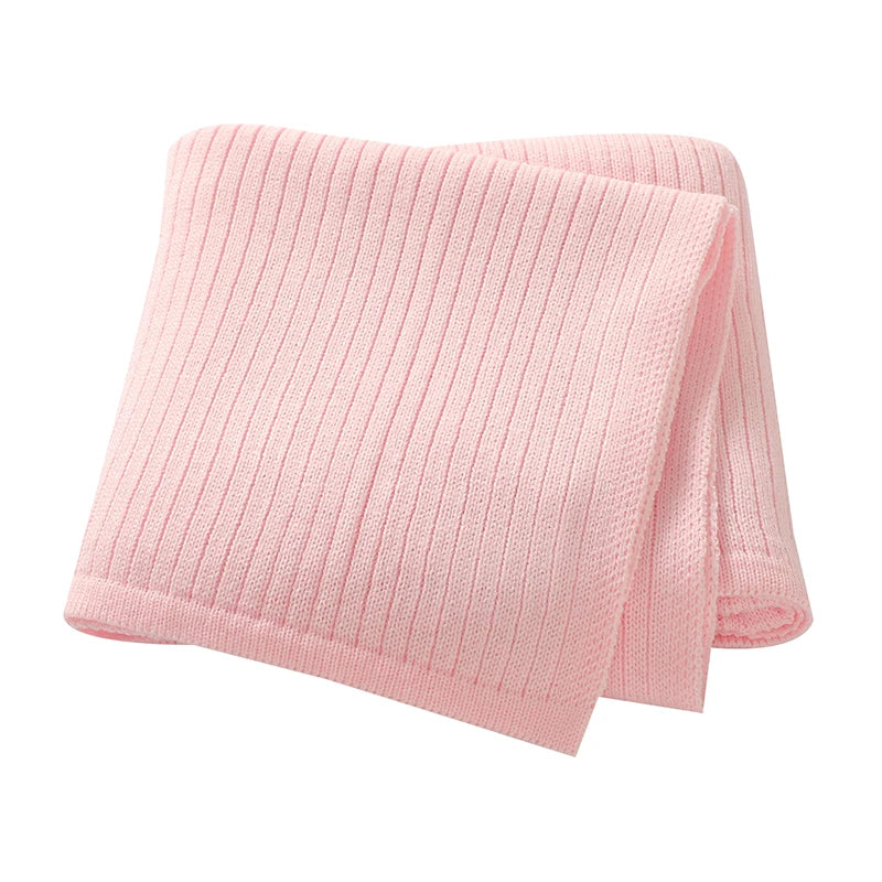 Cozy Ribbed Baby Knitted Blanket – 90x70cm | Breathable, Multi-Purpose Swaddle & Quilt for Babies