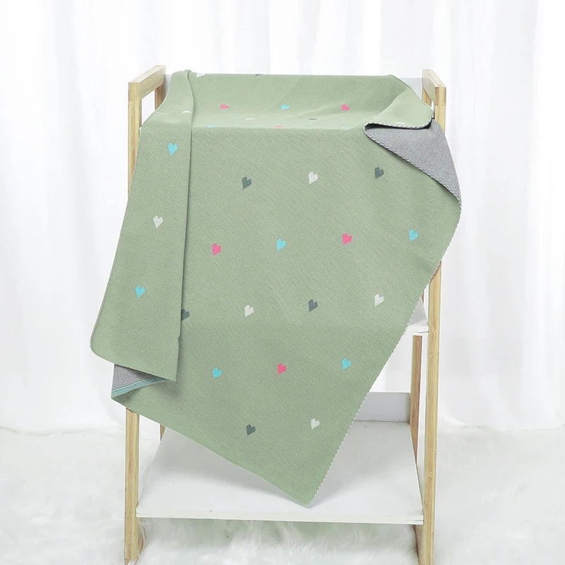 Sweet Heart Knit Baby Blanket – 90x70cm | Soft Cotton & Bamboo Blend for Newborn Comfort