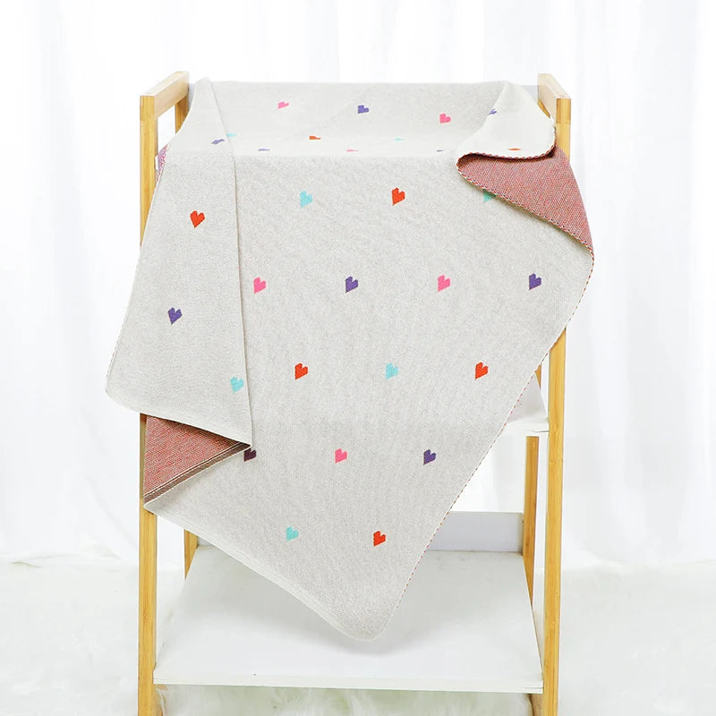 Sweet Heart Knit Baby Blanket – 90x70cm | Soft Cotton & Bamboo Blend for Newborn Comfort