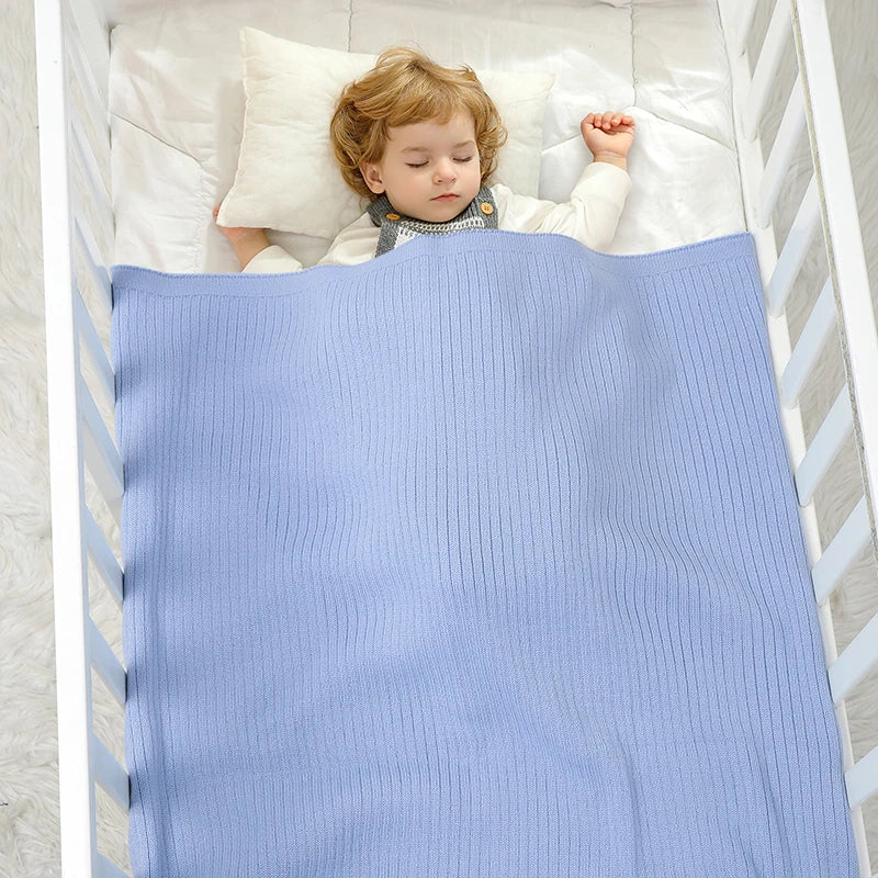 Cozy Ribbed Baby Knitted Blanket – 90x70cm | Breathable, Multi-Purpose Swaddle & Quilt for Babies