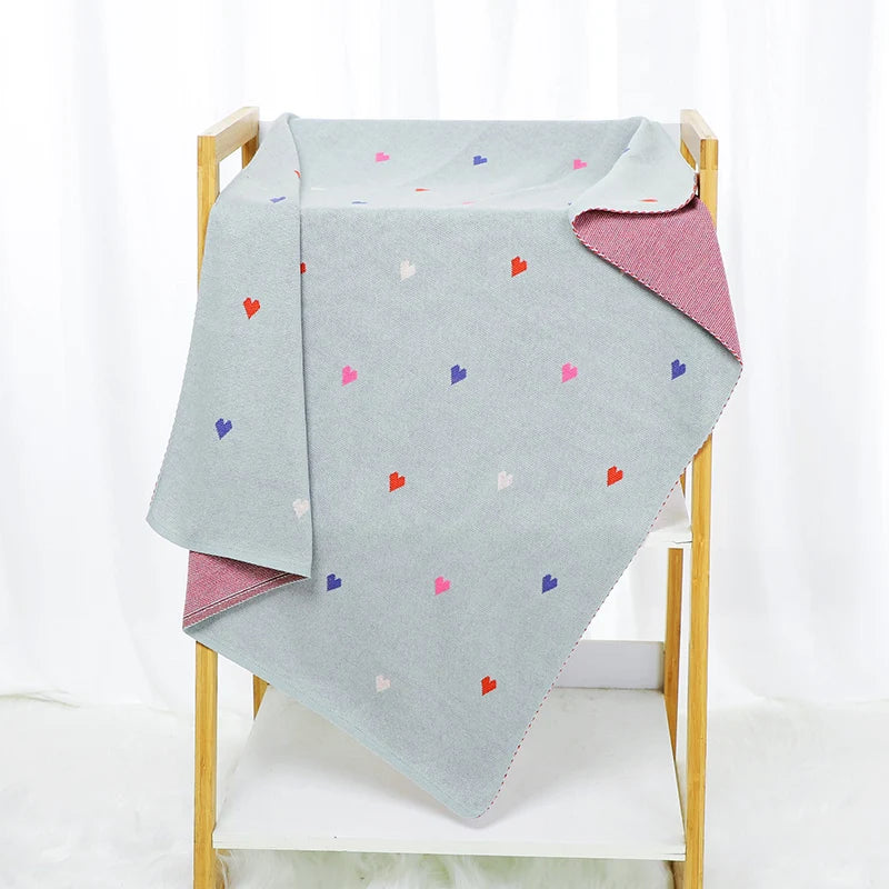 Sweet Heart Knit Baby Blanket – 90x70cm | Soft Cotton & Bamboo Blend for Newborn Comfort