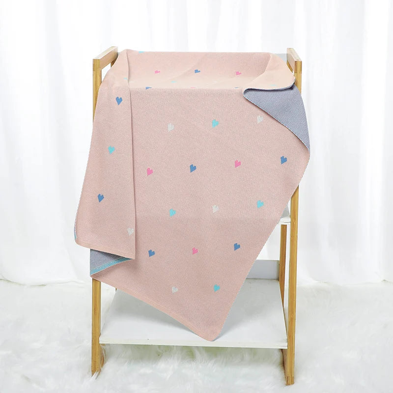 Sweet Heart Knit Baby Blanket – 90x70cm | Soft Cotton & Bamboo Blend for Newborn Comfort