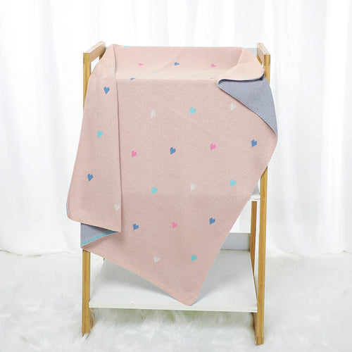 Sweet Heart Knit Baby Blanket – 90x70cm | Soft Cotton & Bamboo Blend for Newborn Comfort