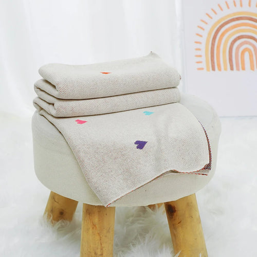 Sweet Heart Knit Baby Blanket – 90x70cm | Soft Cotton & Bamboo Blend for Newborn Comfort